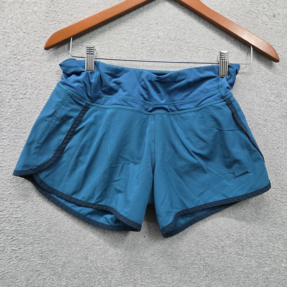 Lululemon Women Activewear Shorts 4 Blue Run Times 4 Way Stretch 4" Inseam